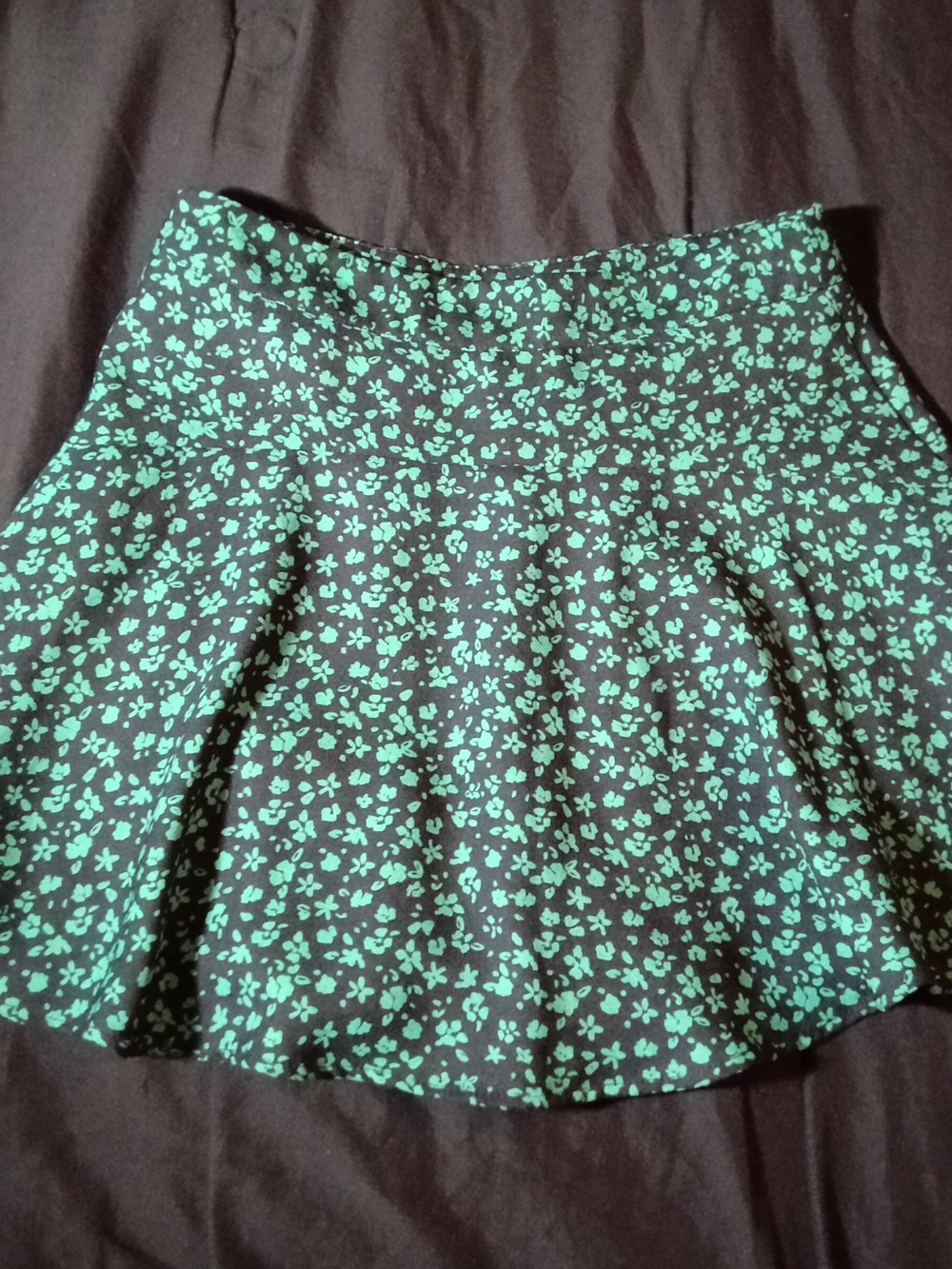 Zara Black Skater Skirt with Mint Floral Print